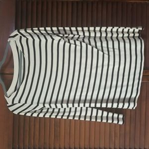 Gap L Super Soft Off white black stripe long sleeve